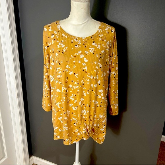 Moa Moa Top Ladies Empire Multicolor Trim Pullover Round Neck - Picture 3 of 7